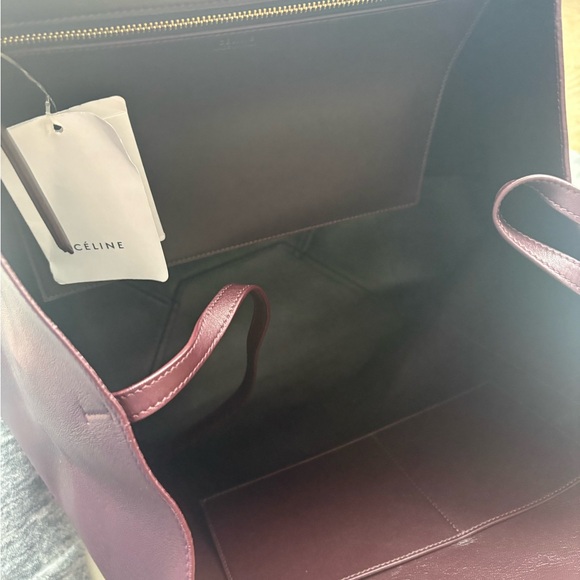 Celine Burgundy Leather Tote Bag